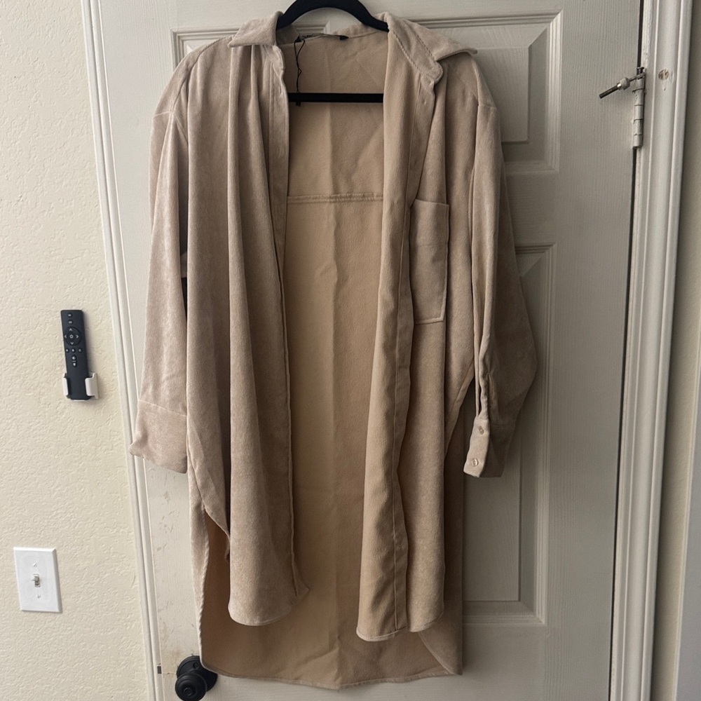 Zara Women's Tan Longline Jacket Blouse